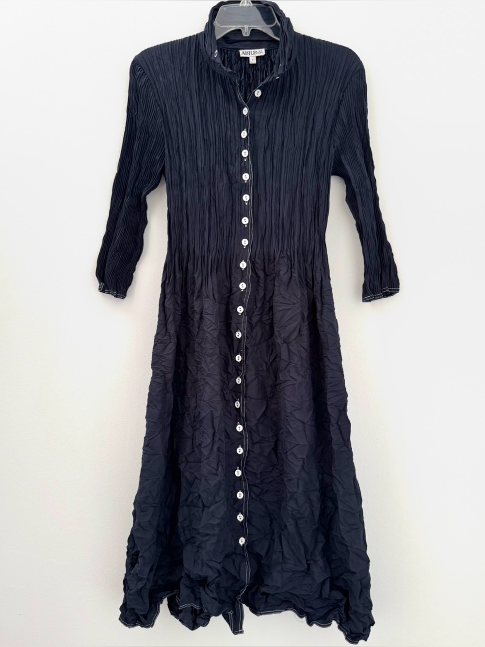 Sz1 Alquema Navy Button-Front Midi Dress